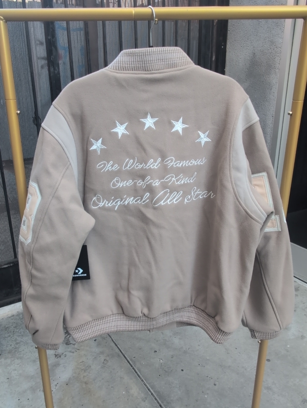 Men's Converse Premium Varsity Jacket Neutral Size M NWT - Picture 3 of 5
